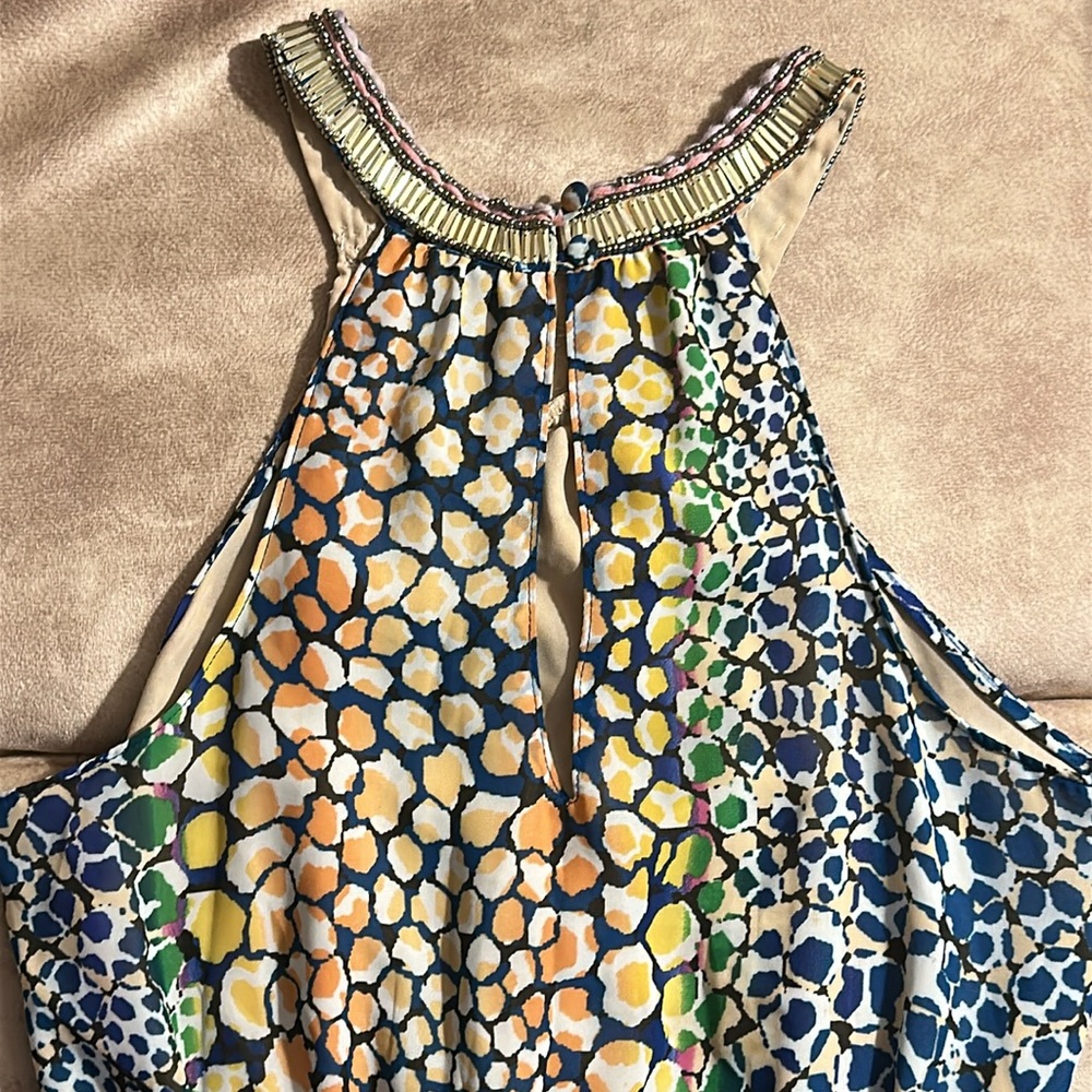 HD in Paris by Anthropologie Myacamas beaded halter maxi dress Blue & gold multi - Picture 7 of 10